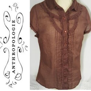 Odile pin-tuck button down top